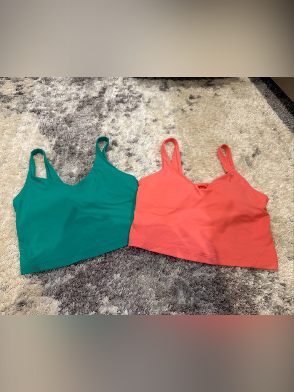 lululemon athletica Dual Crop Tanks in Teal and Coral